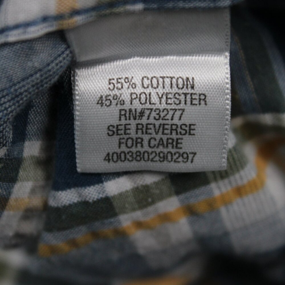 Croft & Barrow Quick Dry Shirt Mens Large Blue/Yellow Poly/Cotton‎ S/S Button Up - Picture 8 of 12